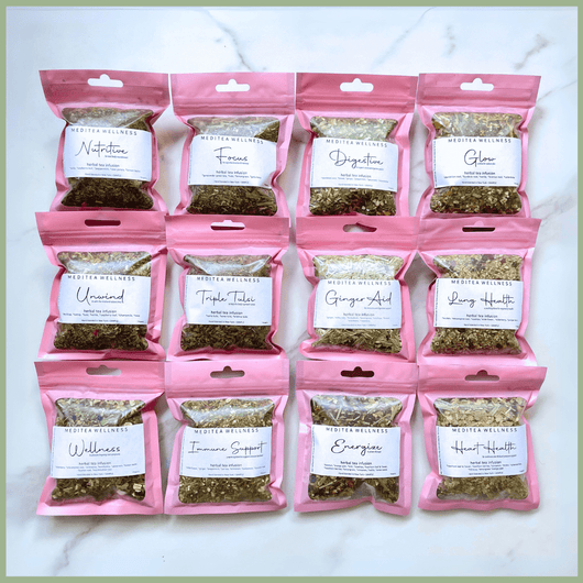 Loose Leaf Tea Sampler with 12 Organic Wellness Teas - MediTea Wellness