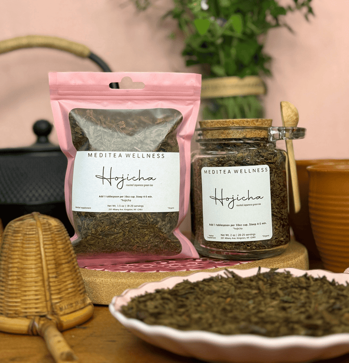 Organic Hojicha Green Tea - Roasted Loose Leaf Japanese Tea - MediTea Wellness