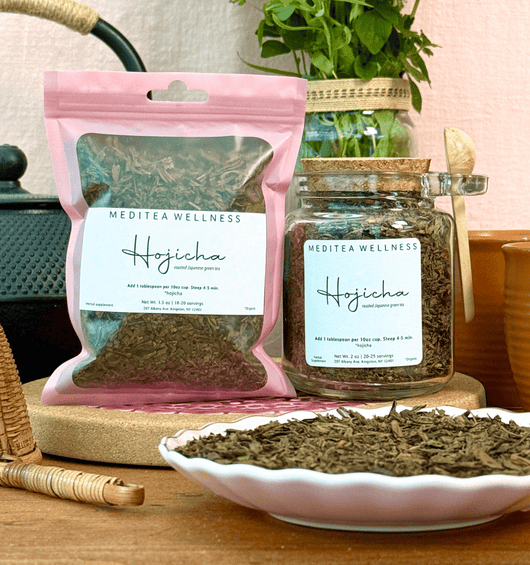 Organic Hojicha Green Tea - Roasted Loose Leaf Japanese Tea - MediTea Wellness