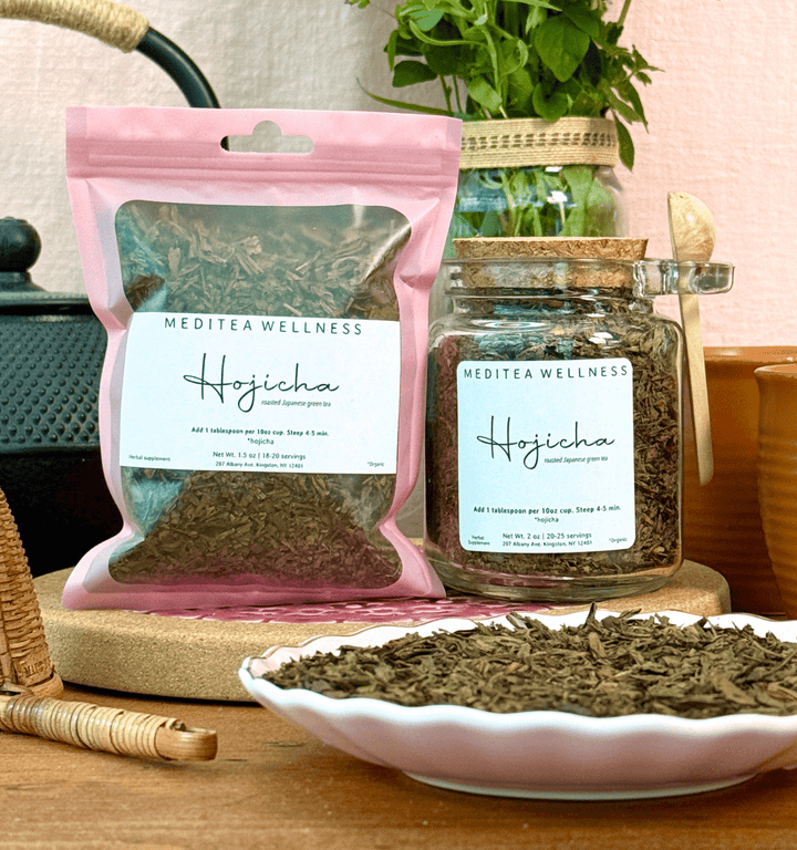 Organic Hojicha Green Tea - Roasted Loose Leaf Japanese Tea - MediTea Wellness
