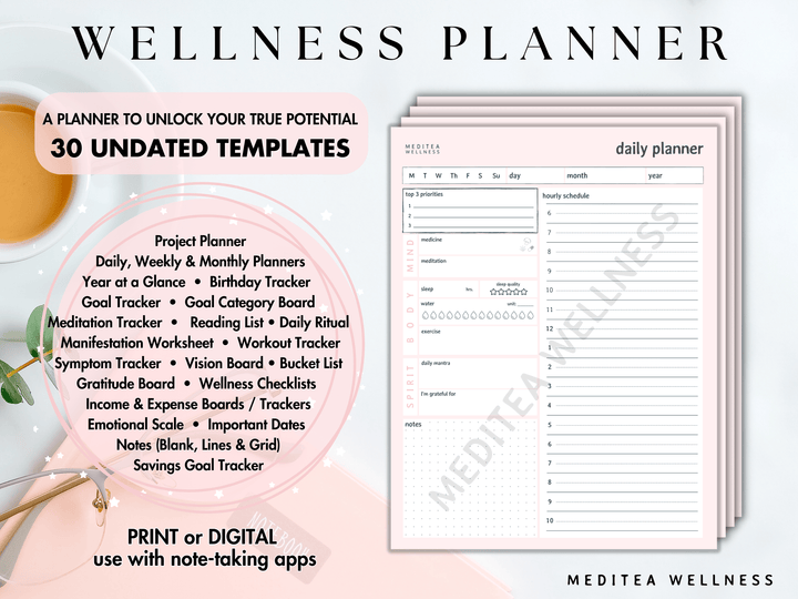 Wellness Planner for a Balanced Life (Digital Download) - MediTea Wellness