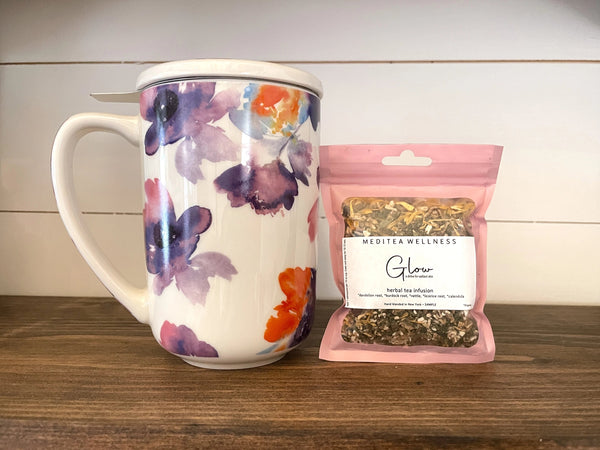 Tea Infuser Mug and Tea Sample Bundle - MediTea Wellness