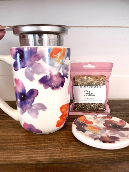 Tea Infuser Mug and Tea Sample Bundle - MediTea Wellness